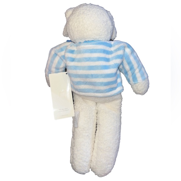 Rare Woof & Poof Stuffed Plush Baby Lamb Sheep Blue White Striped Shirt Bow - Picture 3 of 3
